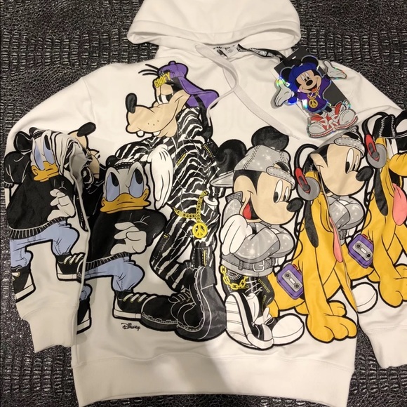 RARE🔥 Moschino x H&M Disney🔥 appliqué Hoodie XS - Picture 2 of 6